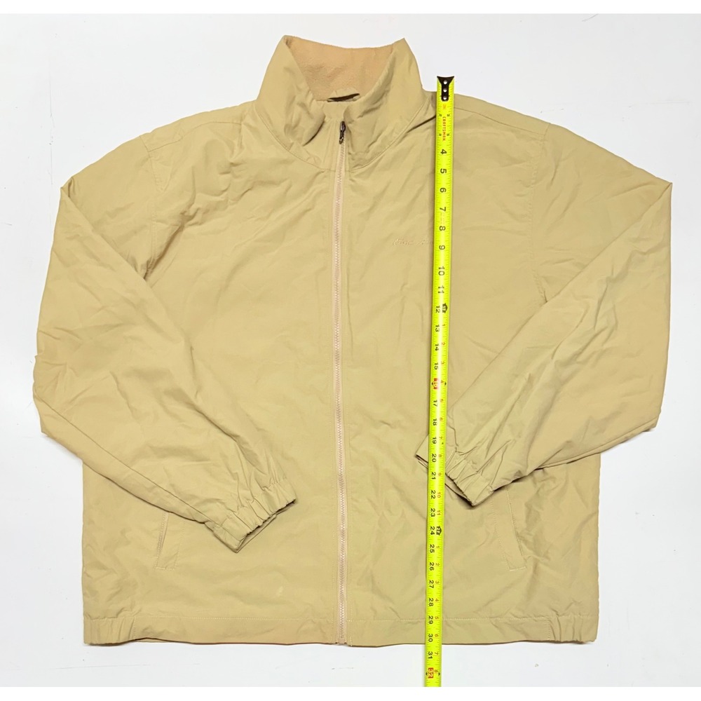 Eddie Bauer XXL Tan Beige Full Zip Jacket Windbreaker Outdoor Fleece Lined